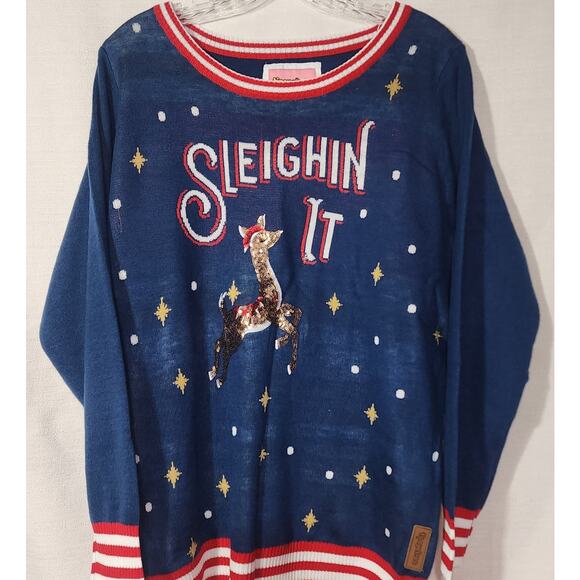 Sleighin it knitted sweater by tipsy elves sweater women's Large